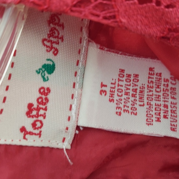 Toffee Apple Vintage Red Floral Lace design Bell Sleeve Dress Toddler Sz 3T - Picture 11 of 11